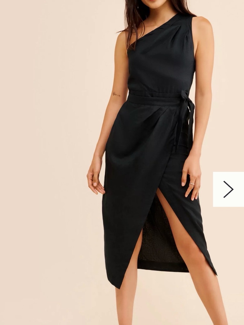 Anthropologie One-Shoulder Linen Dress